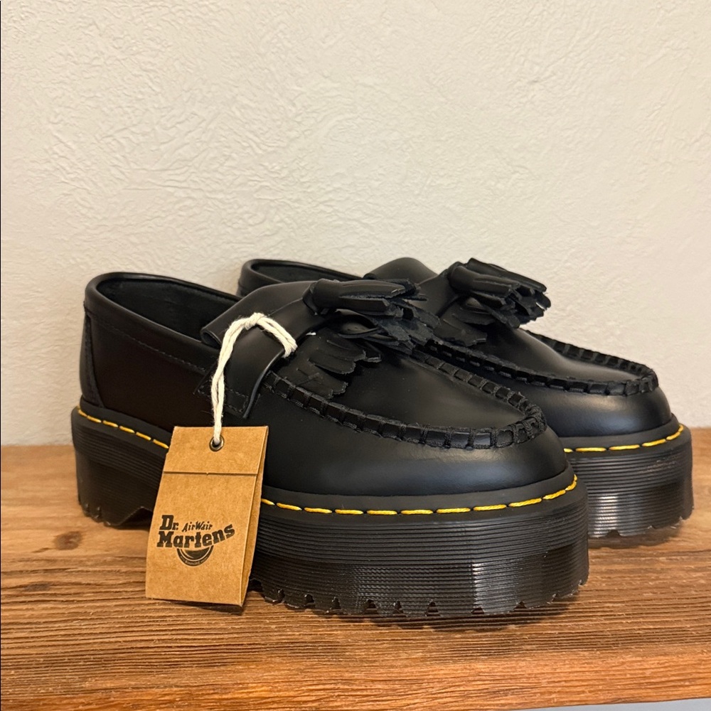 ADRIAN LEATHER PLATFORM TASSEL LOAFERS DR. MARTENS